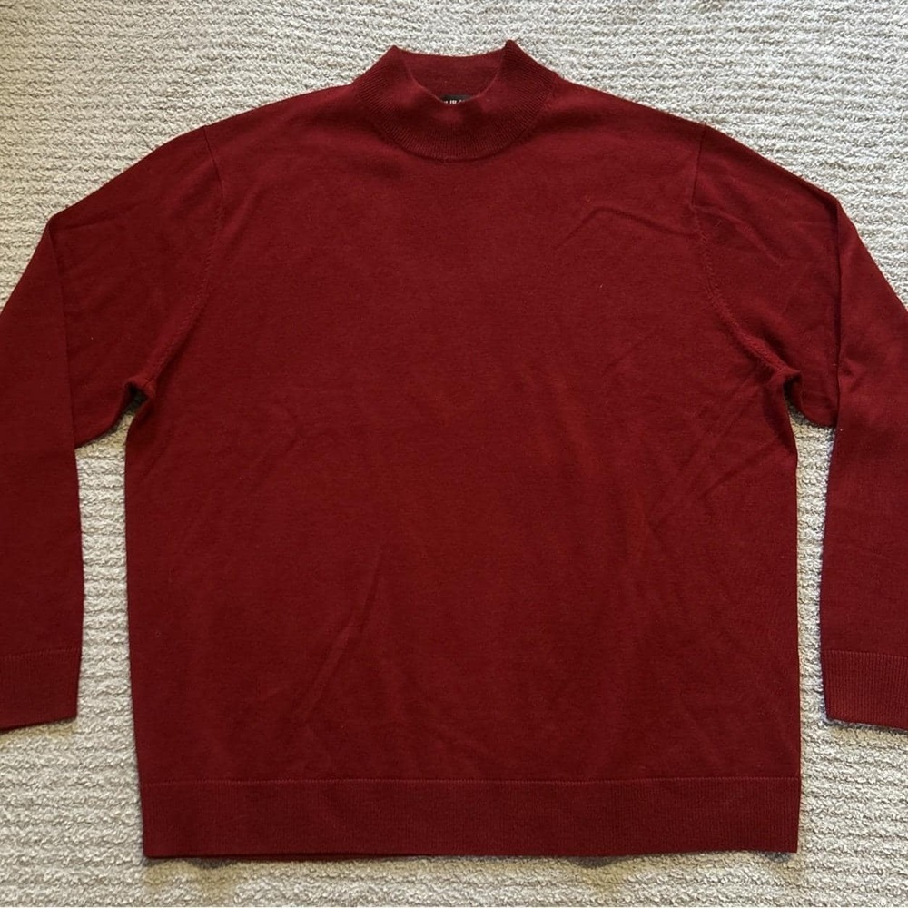 Murano Sweater Mockneck Merino Wool Burgundy XL Vintage 90s Preppy Minimalist